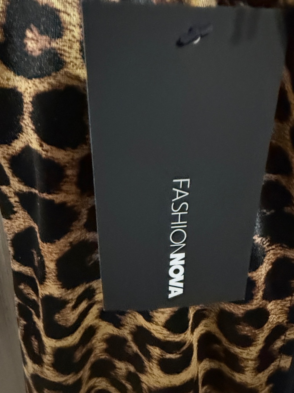 Fashion Nova Leopard Satin Lace Slip Dress - Black & Brown - Picture 2 of 6